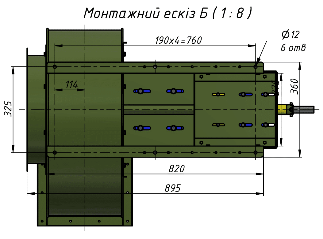 Габаритные размеры ЕРВ-2002-46-4-монтажный сечение