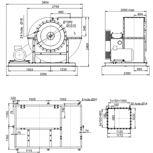 Габаритные размеры промышленного вентилятора