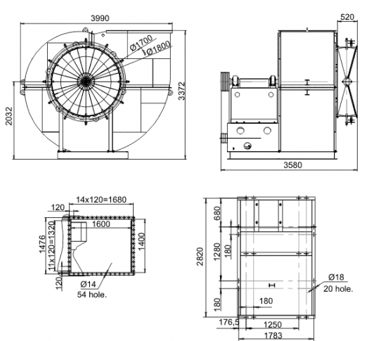 Габаритные размеры промышленного вентилятора