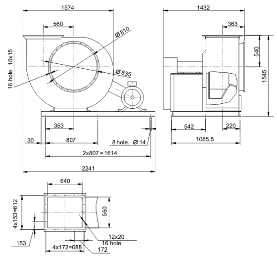 Габаритные размеры промышленного вентилятора