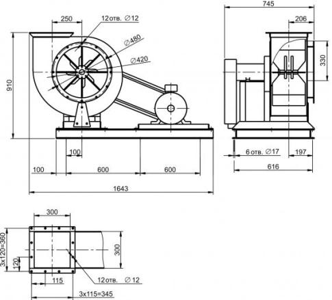 Overall dimensions of the industrial fan VCP 6-45 №5
