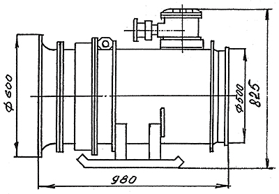 Overall dimensions of the industrial fan VME-5